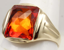Load image into Gallery viewer, Antique SIGNED Untermeyer Robbins &amp; Co Art Deco LARGE 8ct Orange Sapphire 10k Solid Gold Men's Ring