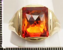 Load image into Gallery viewer, Antique SIGNED Untermeyer Robbins &amp; Co Art Deco LARGE 8ct Orange Sapphire 10k Solid Gold Men's Ring
