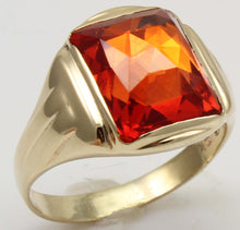 Load image into Gallery viewer, Antique SIGNED Untermeyer Robbins &amp; Co Art Deco LARGE 8ct Orange Sapphire 10k Solid Gold Men's Ring