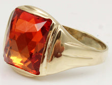Load image into Gallery viewer, Antique SIGNED Untermeyer Robbins &amp; Co Art Deco LARGE 8ct Orange Sapphire 10k Solid Gold Men's Ring