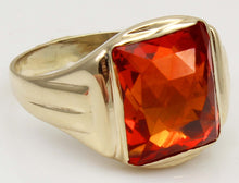 Load image into Gallery viewer, Antique SIGNED Untermeyer Robbins &amp; Co Art Deco LARGE 8ct Orange Sapphire 10k Solid Gold Men's Ring