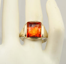 Load image into Gallery viewer, Antique SIGNED Untermeyer Robbins &amp; Co Art Deco LARGE 8ct Orange Sapphire 10k Solid Gold Men's Ring
