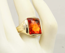 Load image into Gallery viewer, Antique SIGNED Untermeyer Robbins &amp; Co Art Deco LARGE 8ct Orange Sapphire 10k Solid Gold Men's Ring
