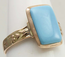 Load image into Gallery viewer, Antique Victorian RARE Natural Persian Turquoise 10k Solid Gold Ladies Cocktail Ring Dating to c1890