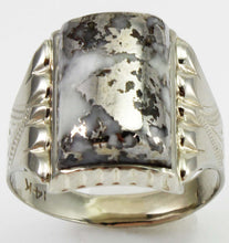 Load image into Gallery viewer, Antique 1920&#39;s Art Deco RARE Natural Silver Ore in Quartz Engraved 14k Solid White Gold Men&#39;s Ring