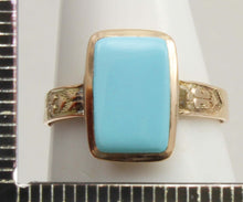Load image into Gallery viewer, Antique Victorian RARE Natural Persian Turquoise 10k Solid Gold Ladies Cocktail Ring Dating to c1890