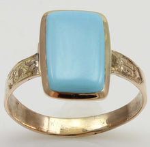 Load image into Gallery viewer, Antique Victorian RARE Natural Persian Turquoise 10k Solid Gold Ladies Cocktail Ring Dating to c1890