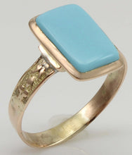 Load image into Gallery viewer, Antique Victorian RARE Natural Persian Turquoise 10k Solid Gold Ladies Cocktail Ring Dating to c1890