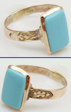 Load image into Gallery viewer, Antique Victorian RARE Natural Persian Turquoise 10k Solid Gold Ladies Cocktail Ring Dating to c1890