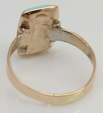 Load image into Gallery viewer, Antique Victorian RARE Natural Persian Turquoise 10k Solid Gold Ladies Cocktail Ring Dating to c1890