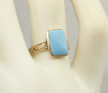 Load image into Gallery viewer, Antique Victorian RARE Natural Persian Turquoise 10k Solid Gold Ladies Cocktail Ring Dating to c1890