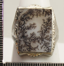 Load image into Gallery viewer, HEAVY Antique 1920's Art Deco LARGE RARE Natural Dendritic Agate 10k Solid White Gold Men's Ring