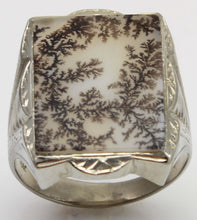Load image into Gallery viewer, HEAVY Antique 1920's Art Deco LARGE RARE Natural Dendritic Agate 10k Solid White Gold Men's Ring