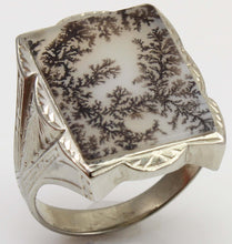 Load image into Gallery viewer, HEAVY Antique 1920's Art Deco LARGE RARE Natural Dendritic Agate 10k Solid White Gold Men's Ring