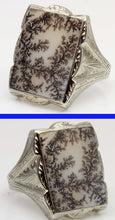 Load image into Gallery viewer, HEAVY Antique 1920's Art Deco LARGE RARE Natural Dendritic Agate 10k Solid White Gold Men's Ring