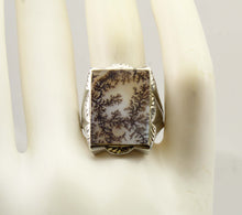 Load image into Gallery viewer, HEAVY Antique 1920's Art Deco LARGE RARE Natural Dendritic Agate 10k Solid White Gold Men's Ring
