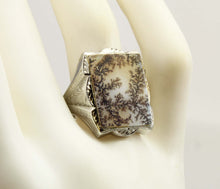 Load image into Gallery viewer, HEAVY Antique 1920's Art Deco LARGE RARE Natural Dendritic Agate 10k Solid White Gold Men's Ring
