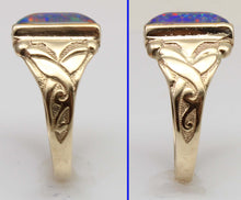 Load image into Gallery viewer, Antique 1920's Art Deco RARE COLOR SHIFT BRIGHT RAINBOW Natural Opal 10k Solid Yellow Gold Mens Ring