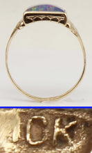 Load image into Gallery viewer, Antique 1920's Art Deco RARE COLOR SHIFT BRIGHT RAINBOW Natural Opal 10k Solid Yellow Gold Mens Ring