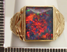 Load image into Gallery viewer, Antique 1920's Art Deco RARE COLOR SHIFT BRIGHT RAINBOW Natural Opal 10k Solid Yellow Gold Mens Ring