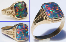 Load image into Gallery viewer, Antique 1920's Art Deco SIGNED Ostby &amp; Barton Color Shift Natural Opal 10k Solid Gold Men's Ring