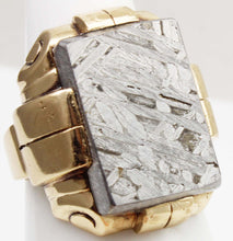 Load image into Gallery viewer, HEAVY Antique 1930's Late Art Deco Natural Meteorite Cabochon 10k Solid Yellow Gold Men's Ring