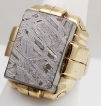 Load image into Gallery viewer, HEAVY Antique 1930's Late Art Deco Natural Meteorite Cabochon 10k Solid Yellow Gold Men's Ring