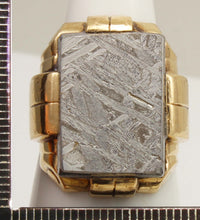 Load image into Gallery viewer, HEAVY Antique 1930's Late Art Deco Natural Meteorite Cabochon 10k Solid Yellow Gold Men's Ring
