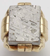Load image into Gallery viewer, HEAVY Antique 1930's Late Art Deco Natural Meteorite Cabochon 10k Solid Yellow Gold Men's Ring