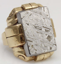 Load image into Gallery viewer, HEAVY Antique 1930's Late Art Deco Natural Meteorite Cabochon 10k Solid Yellow Gold Men's Ring