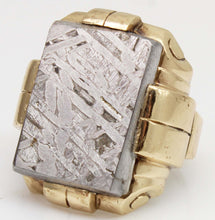 Load image into Gallery viewer, HEAVY Antique 1930's Late Art Deco Natural Meteorite Cabochon 10k Solid Yellow Gold Men's Ring
