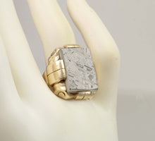 Load image into Gallery viewer, HEAVY Antique 1930's Late Art Deco Natural Meteorite Cabochon 10k Solid Yellow Gold Men's Ring