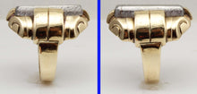 Load image into Gallery viewer, HEAVY Antique 1930's Late Art Deco Natural Meteorite Cabochon 10k Solid Yellow Gold Men's Ring