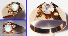 Load image into Gallery viewer, Antique c1900 Victorian Antique Cut Natural RARE Faceted Moonstone 10k Solid Rose Gold Men&#39;s Ring