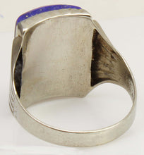 Load image into Gallery viewer, Antique 1920's Art Deco Genuine Lapis Lazuli Hand Milgrained 10k Solid White Gold Men's Ring