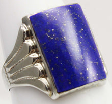 Load image into Gallery viewer, Antique 1920's Art Deco Genuine Lapis Lazuli Hand Milgrained 10k Solid White Gold Men's Ring