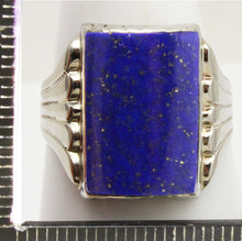 Load image into Gallery viewer, Antique 1920's Art Deco Genuine Lapis Lazuli Hand Milgrained 10k Solid White Gold Men's Ring
