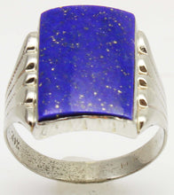 Load image into Gallery viewer, Antique 1920's Art Deco Genuine Lapis Lazuli Hand Milgrained 10k Solid White Gold Men's Ring