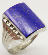 Load image into Gallery viewer, Antique 1920's Art Deco Genuine Lapis Lazuli Hand Milgrained 10k Solid White Gold Men's Ring