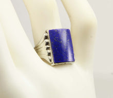 Load image into Gallery viewer, Antique 1920's Art Deco Genuine Lapis Lazuli Hand Milgrained 10k Solid White Gold Men's Ring