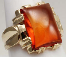 Load image into Gallery viewer, Vintage 1940's SIGNED Ullenberg Jewelry LARGE 11ct &nbsp;Orange 10k Solid Yellow Gold Men's Ring