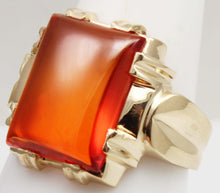 Load image into Gallery viewer, Vintage 1940's SIGNED Ullenberg Jewelry LARGE 11ct &nbsp;Orange 10k Solid Yellow Gold Men's Ring