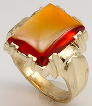 Load image into Gallery viewer, Vintage 1940's SIGNED Ullenberg Jewelry LARGE 11ct &nbsp;Orange 10k Solid Yellow Gold Men's Ring