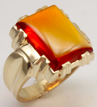 Load image into Gallery viewer, Vintage 1940's SIGNED Ullenberg Jewelry LARGE 11ct &nbsp;Orange 10k Solid Yellow Gold Men's Ring