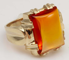 Load image into Gallery viewer, Vintage 1940's SIGNED Ullenberg Jewelry LARGE 11ct &nbsp;Orange 10k Solid Yellow Gold Men's Ring