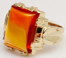 Load image into Gallery viewer, Vintage 1940's SIGNED Ullenberg Jewelry LARGE 11ct &nbsp;Orange 10k Solid Yellow Gold Men's Ring