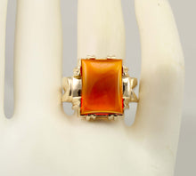 Load image into Gallery viewer, Vintage 1940's SIGNED Ullenberg Jewelry LARGE 11ct &nbsp;Orange 10k Solid Yellow Gold Men's Ring