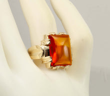 Load image into Gallery viewer, Vintage 1940's SIGNED Ullenberg Jewelry LARGE 11ct &nbsp;Orange 10k Solid Yellow Gold Men's Ring