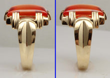 Load image into Gallery viewer, Vintage 1940's SIGNED Ullenberg Jewelry LARGE 11ct &nbsp;Orange 10k Solid Yellow Gold Men's Ring