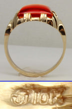 Load image into Gallery viewer, Vintage 1940's SIGNED Ullenberg Jewelry LARGE 11ct &nbsp;Orange 10k Solid Yellow Gold Men's Ring